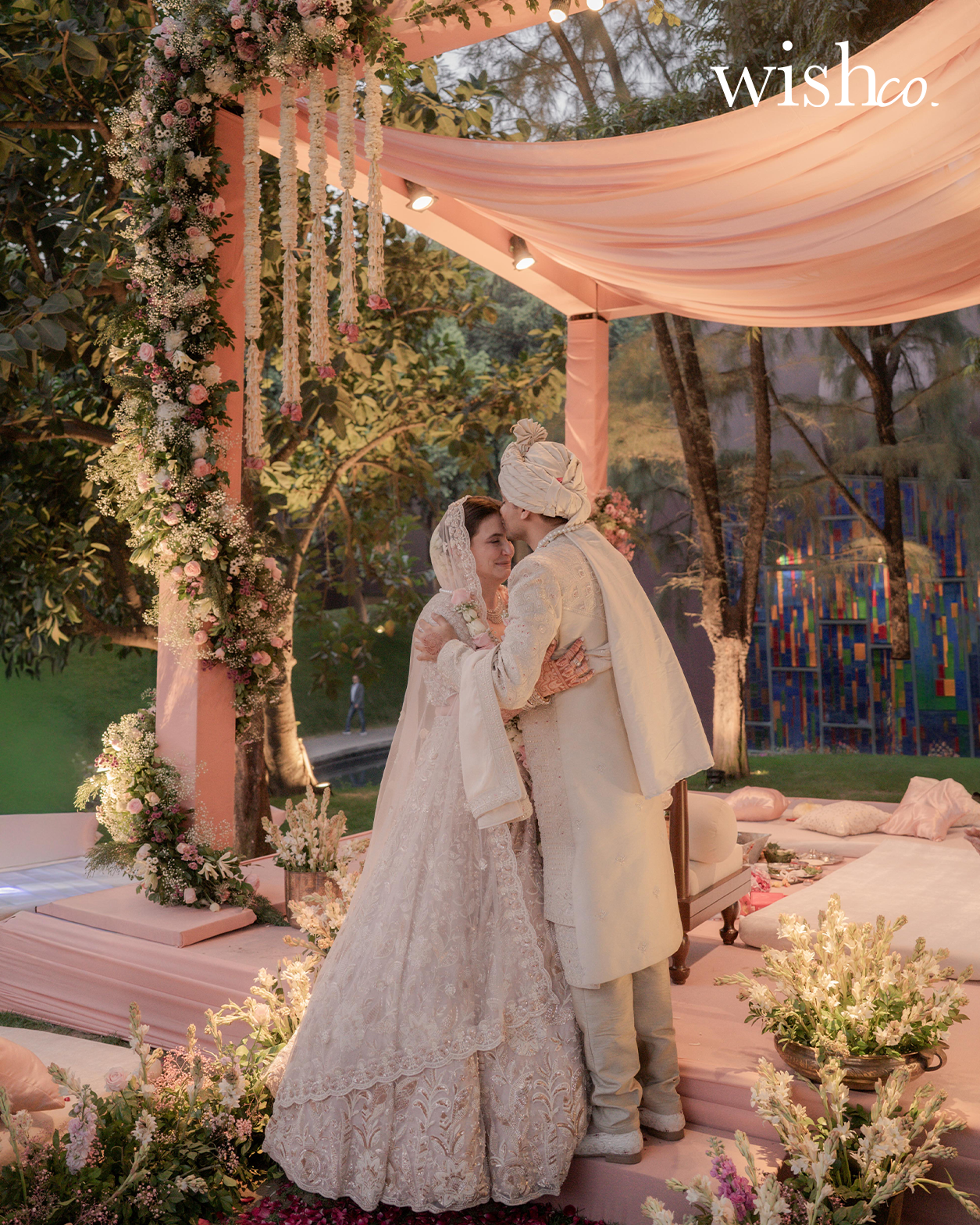 Pastel mandap with flower decor
